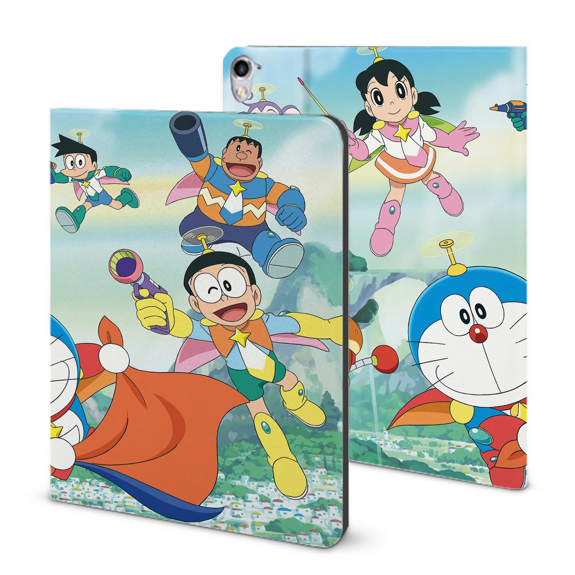 （画像用） ドラえもん Doraemon IPad ケース ブック型 PUレザー TPU 耐衝撃 軽量 薄型 ペン収納なし 全面保護 IPad 各モデル対応